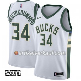NBA Milwaukee Bucks Trikot Giannis Antetokounm 34 Nike 2017-18 Weiß Swingman - Kinder
